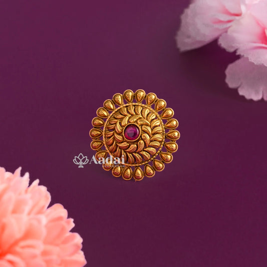 Antique Floral Adjustable Finger Ring