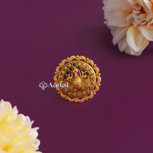 Peacock Antique Adjustable Finger Ring - Multi