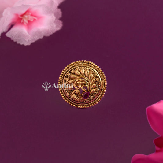 Round Peacock Adjustable Finger Ring
