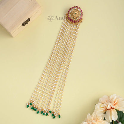 Floral Kemp Pearl Hanging Jadai Billai 