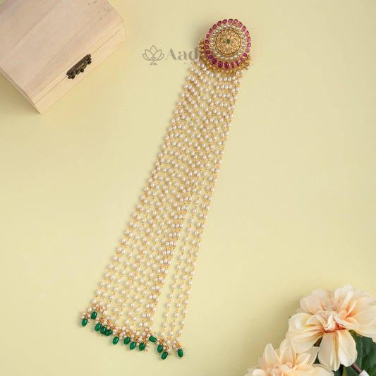 Floral Kemp Pearl Hanging Jadai Billai 