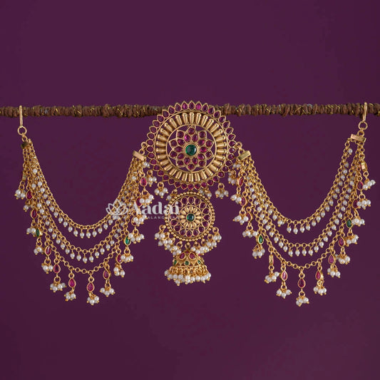 Chakkara Floral Kemp Jadai Billai With Mattal 