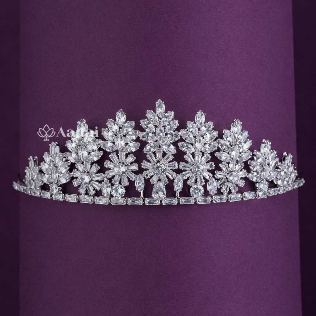 Luxuriant Floral Wedding Tiara - Rhodium