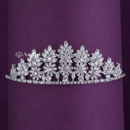 Luxuriant Floral Wedding Tiara - Rhodium
