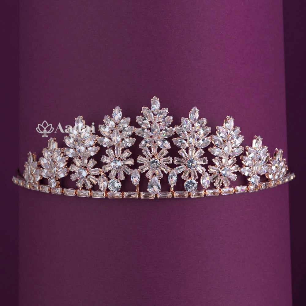 Luxuriant Floral Wedding Tiara - Rose Gold
