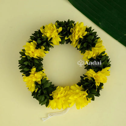 Reusable Fabric Flower String - Yellow With Green