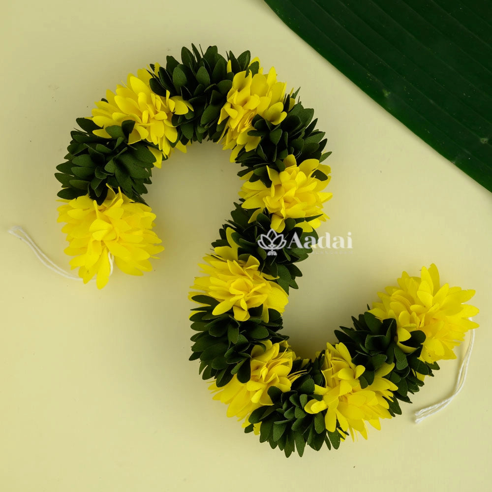 Reusable Fabric Flower String - Yellow With Green