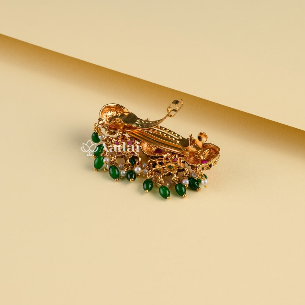 Megalithic Green Bead Hair Clip