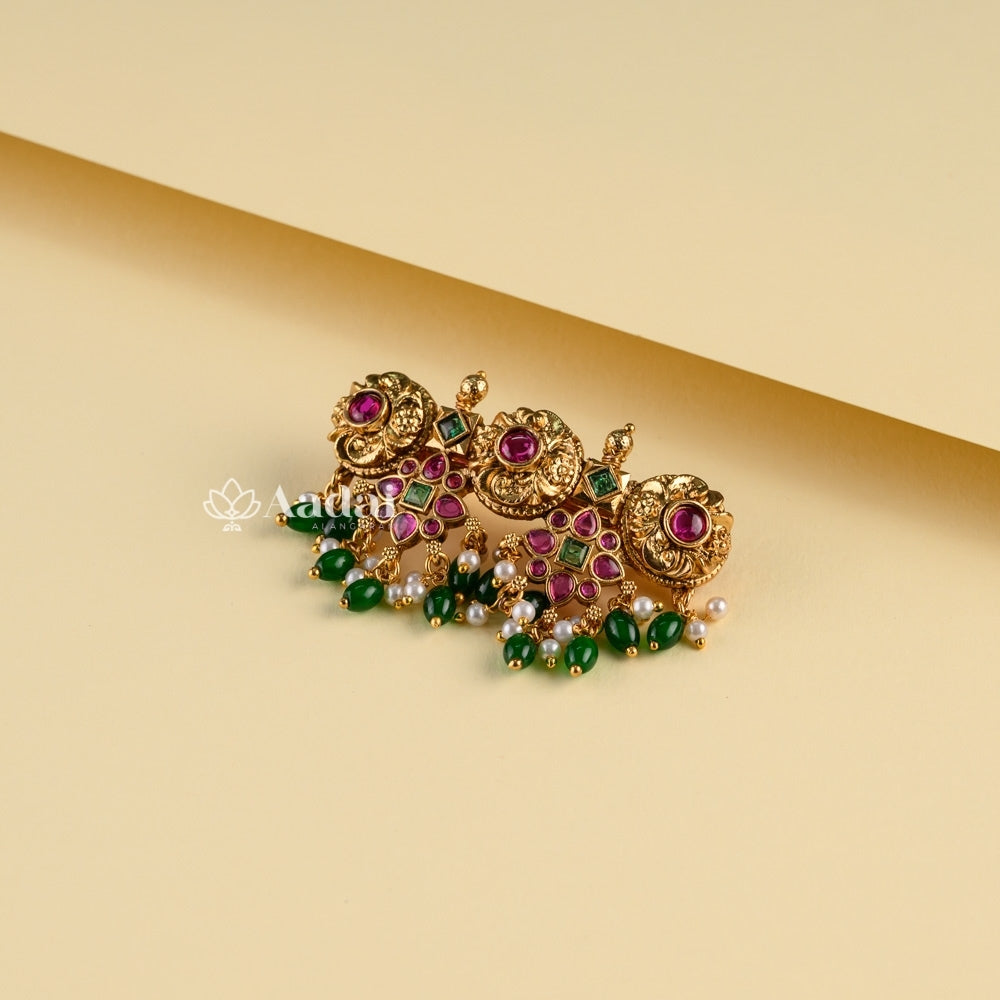Megalithic Green Bead Hair Clip