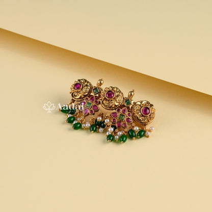 Megalithic Green Bead Hair Clip