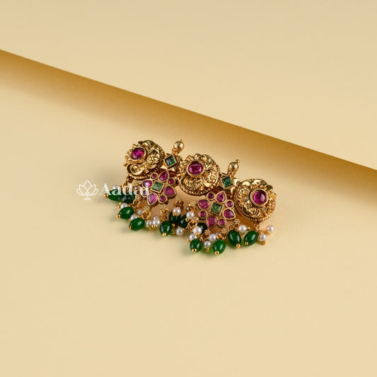 Megalithic Green Bead Hair Clip