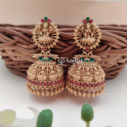 Gold lakshmi jhumka - Multi