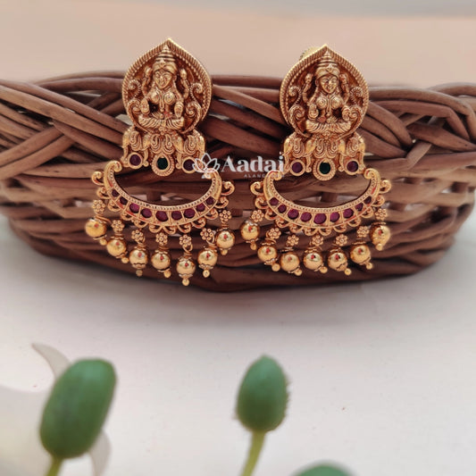 Golden Beads Lakshmi Earrings