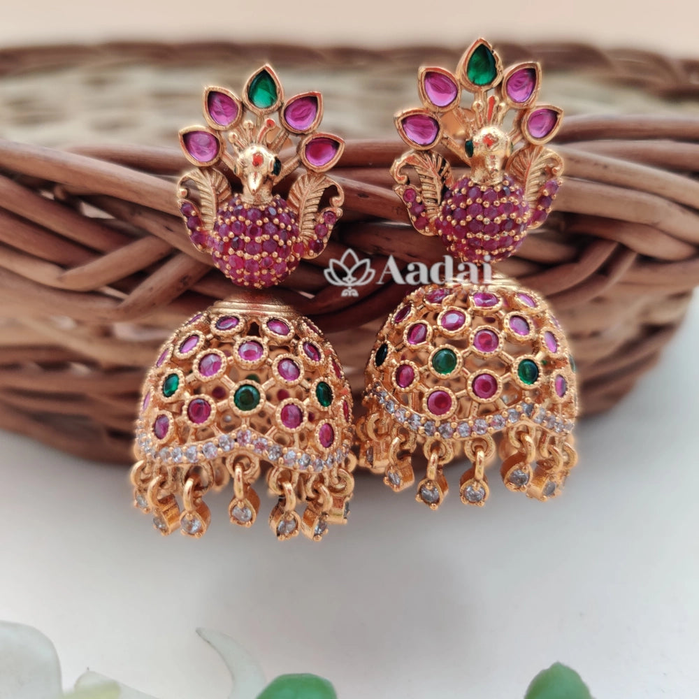 Peacock Roating Design Jhumkas