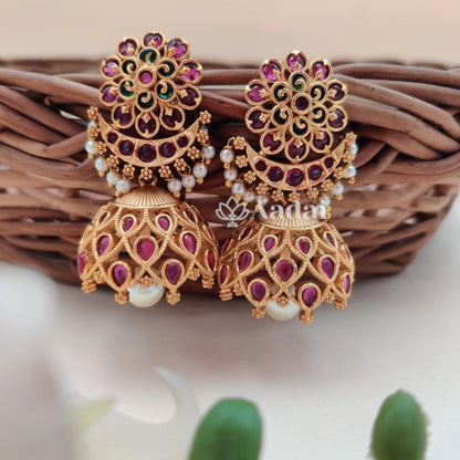 Chandbali floral jhumka