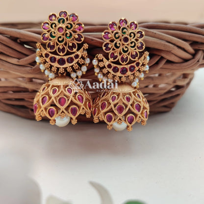 Chandbali floral jhumka