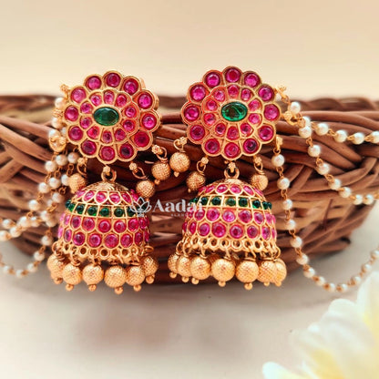 Floral Jhumkas With Mattal