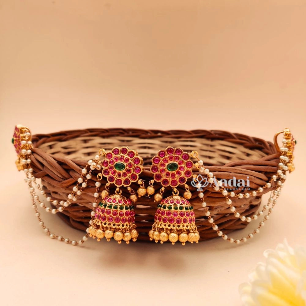 Floral Jhumkas With Mattal