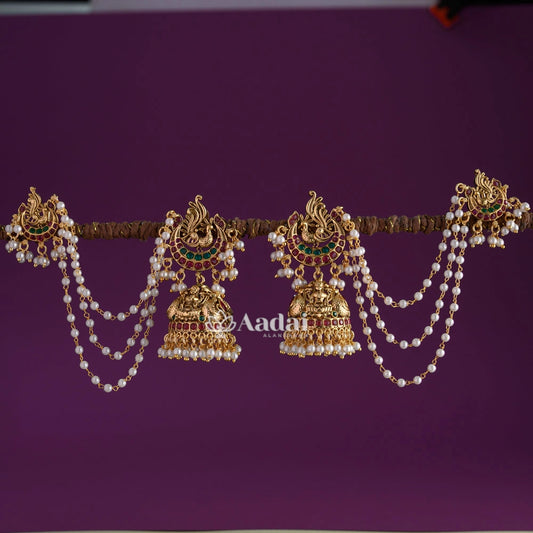 Prismatic Antique Jhumka With Pendant Mattal