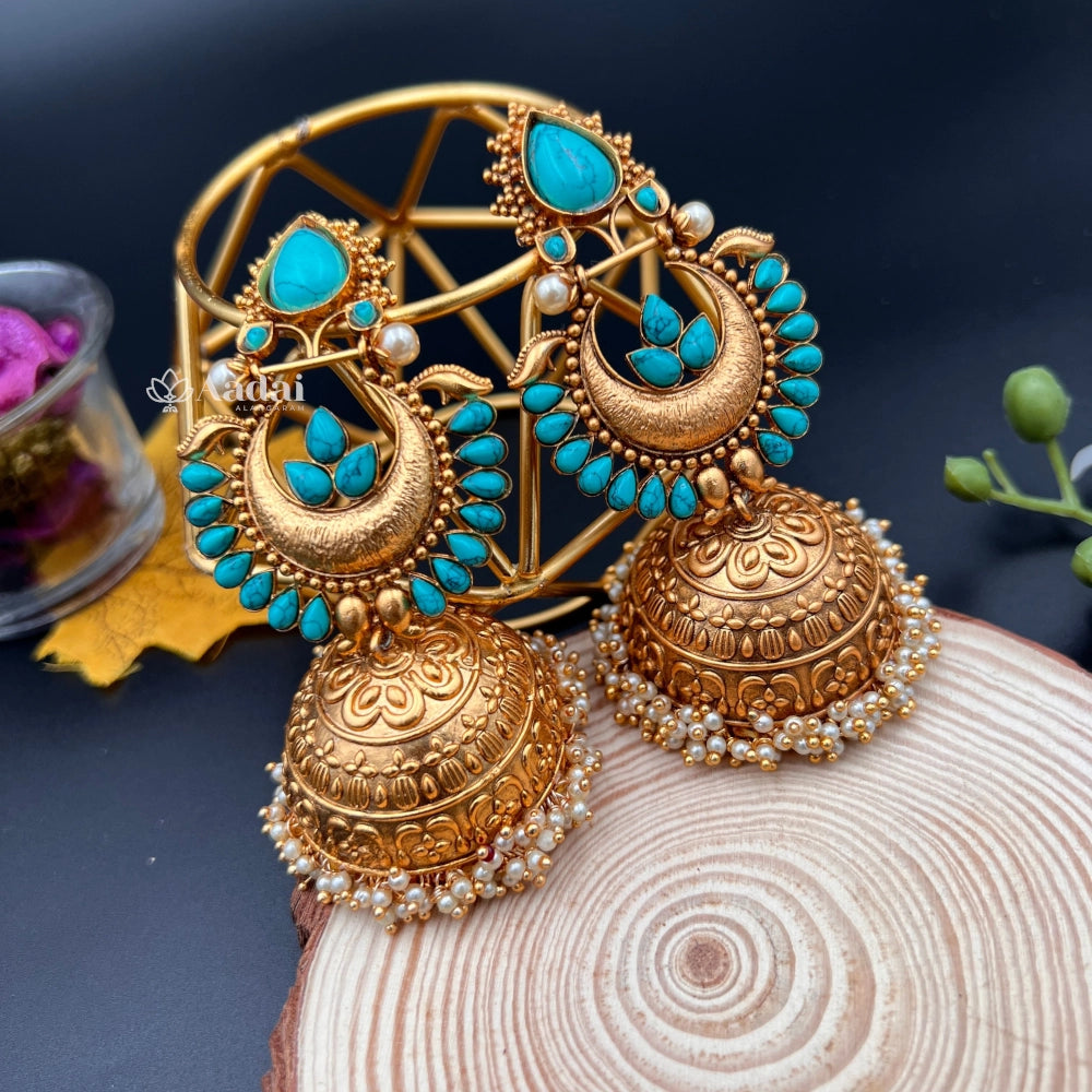 Traditional Long Design Jhumkas- BLUE