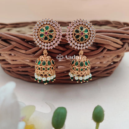 AD Jhumkas - White with green