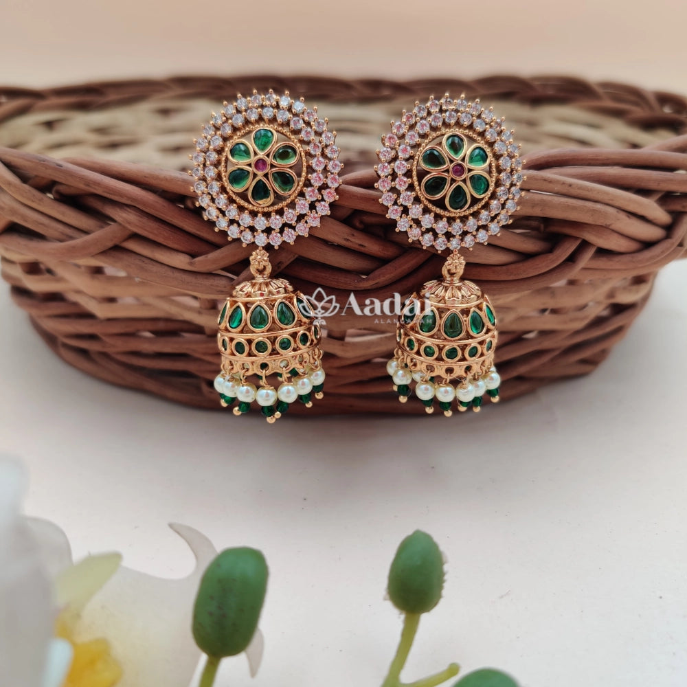 AD Jhumkas - White with green