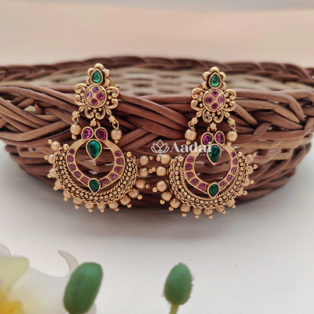 Floral chand bali earring