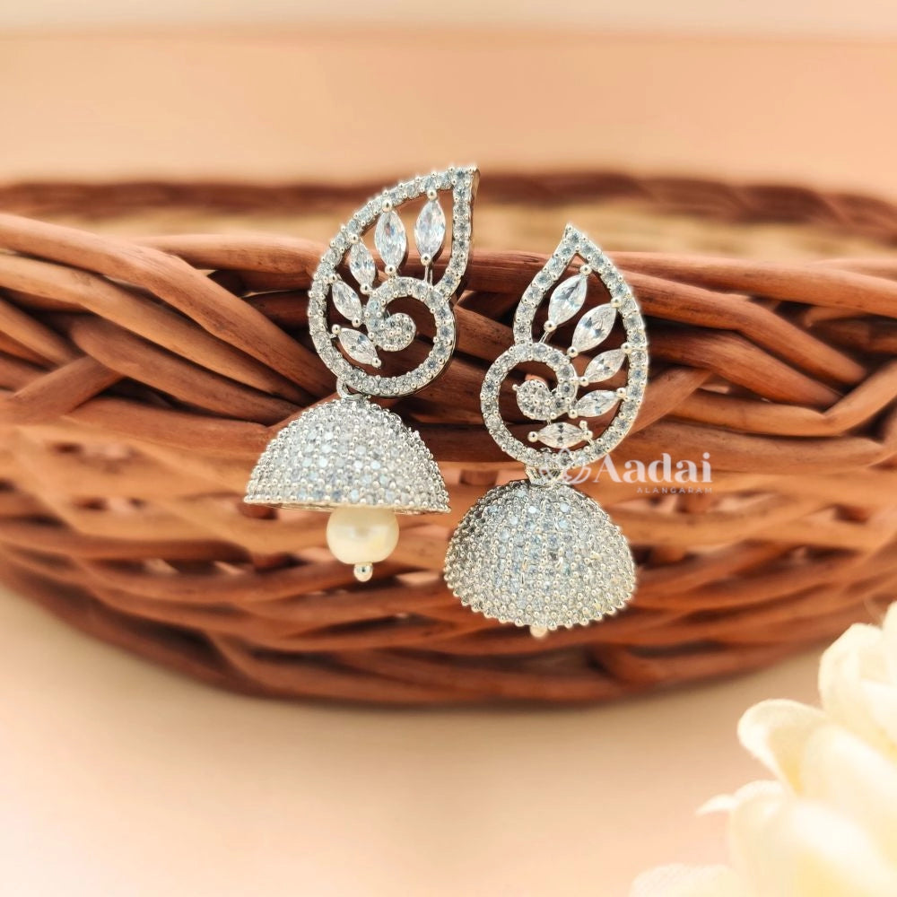 Cute Rhodium Jhumkas