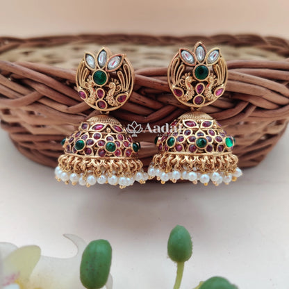 Dual peacock jhumka