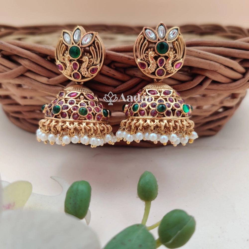 Dual peacock jhumka