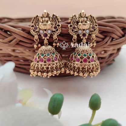 Dual peacock lakshmi Antique jhumka