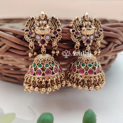 Dual peacock lakshmi Antique jhumka