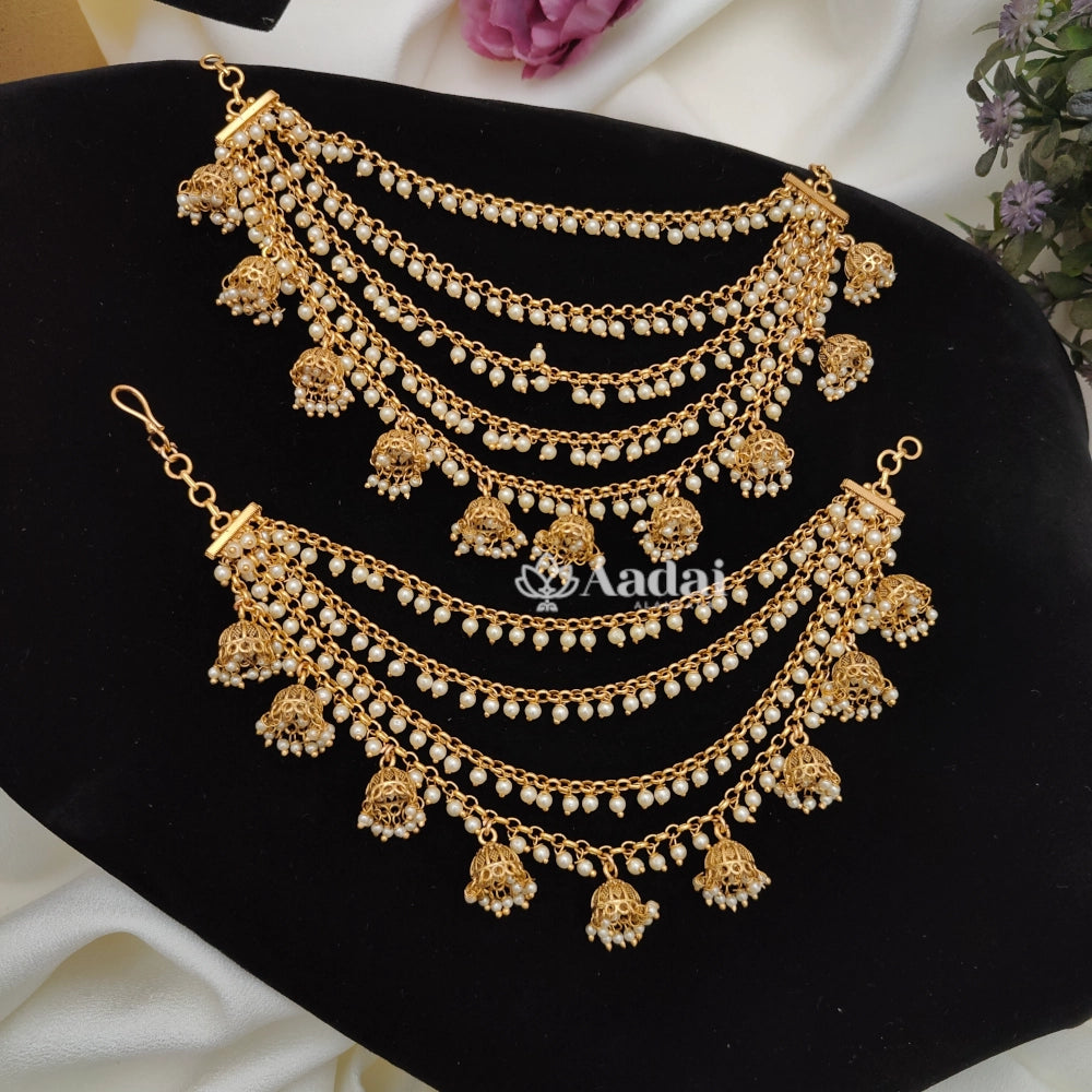 Bridal jhumka hangings 5 layer mattal