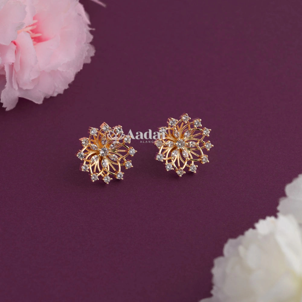 Diamond Look Floral Earring
