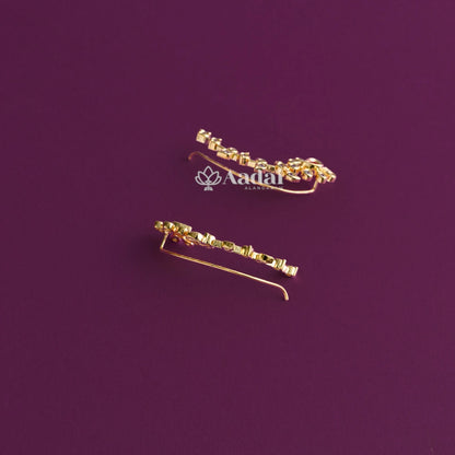 Floral Diamond Replica Stud Ear Cuff - Ruby