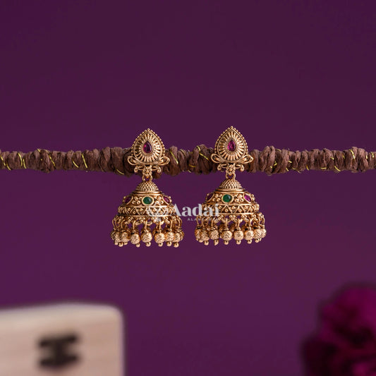 Govi Shape Antique Small Jhumka