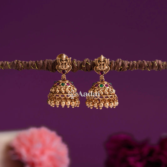 Antique Lakshmi Small Jhumka - Multi