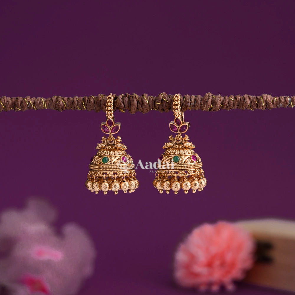Antique Dual Peacock Hook Earring - Multi