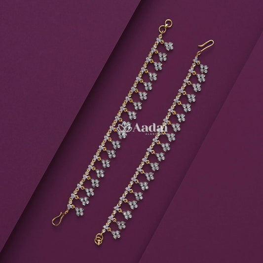 Floral GJ & Rhodium Finish Ear Chain