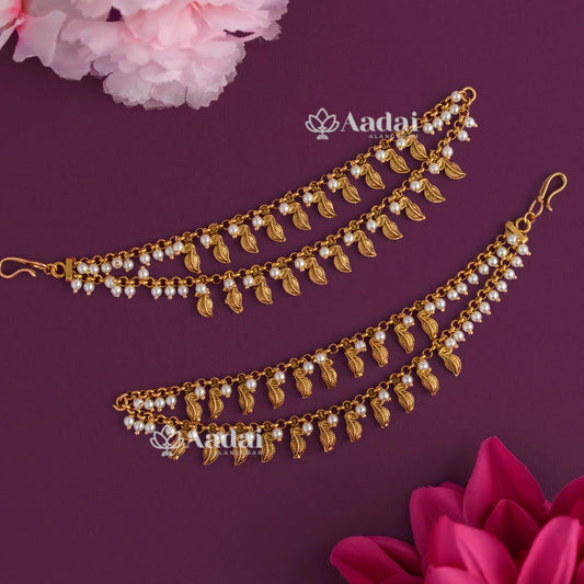Leafy Antique Gold With Pearl Mattal