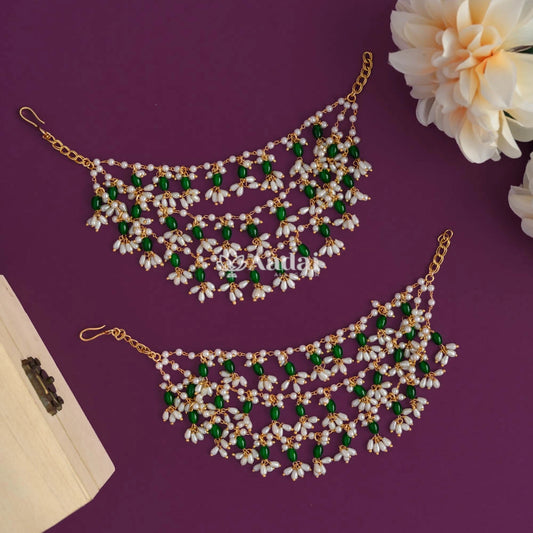  Champasaralu / Green Pearl Layer Ear chain 