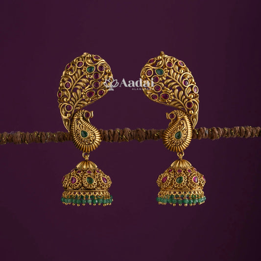 Enmeshed Peacock Earcuff Jhumka