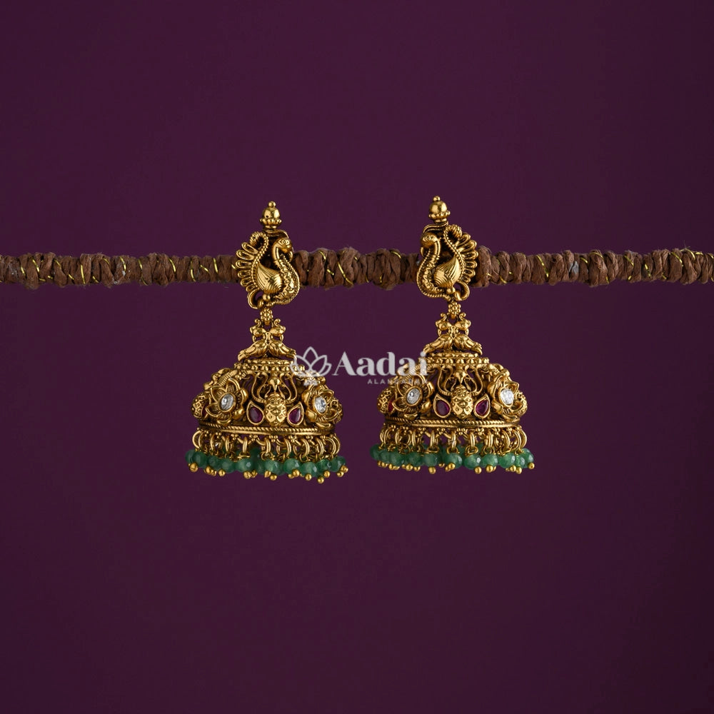 Encased Peacock Antique Jhumka