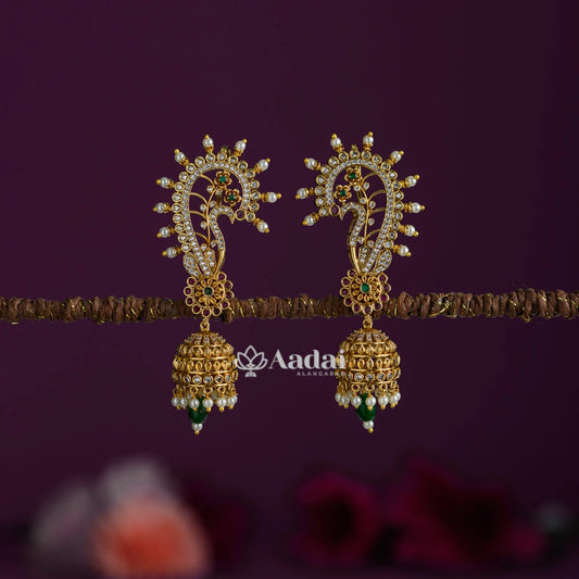 Opulent Charm Peacock Earcuff Jhumka