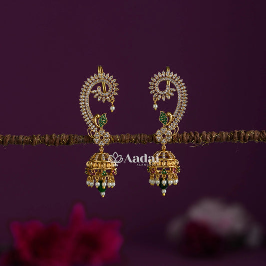 Incarnadine Floral Earcuff Jhumka