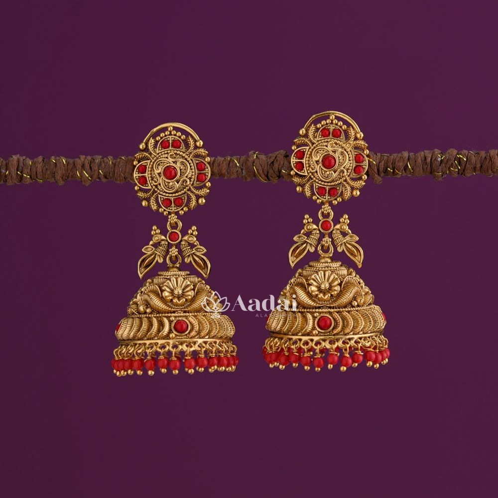 Lusterous Coral Jhumka