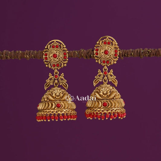 Lusterous Coral Jhumka