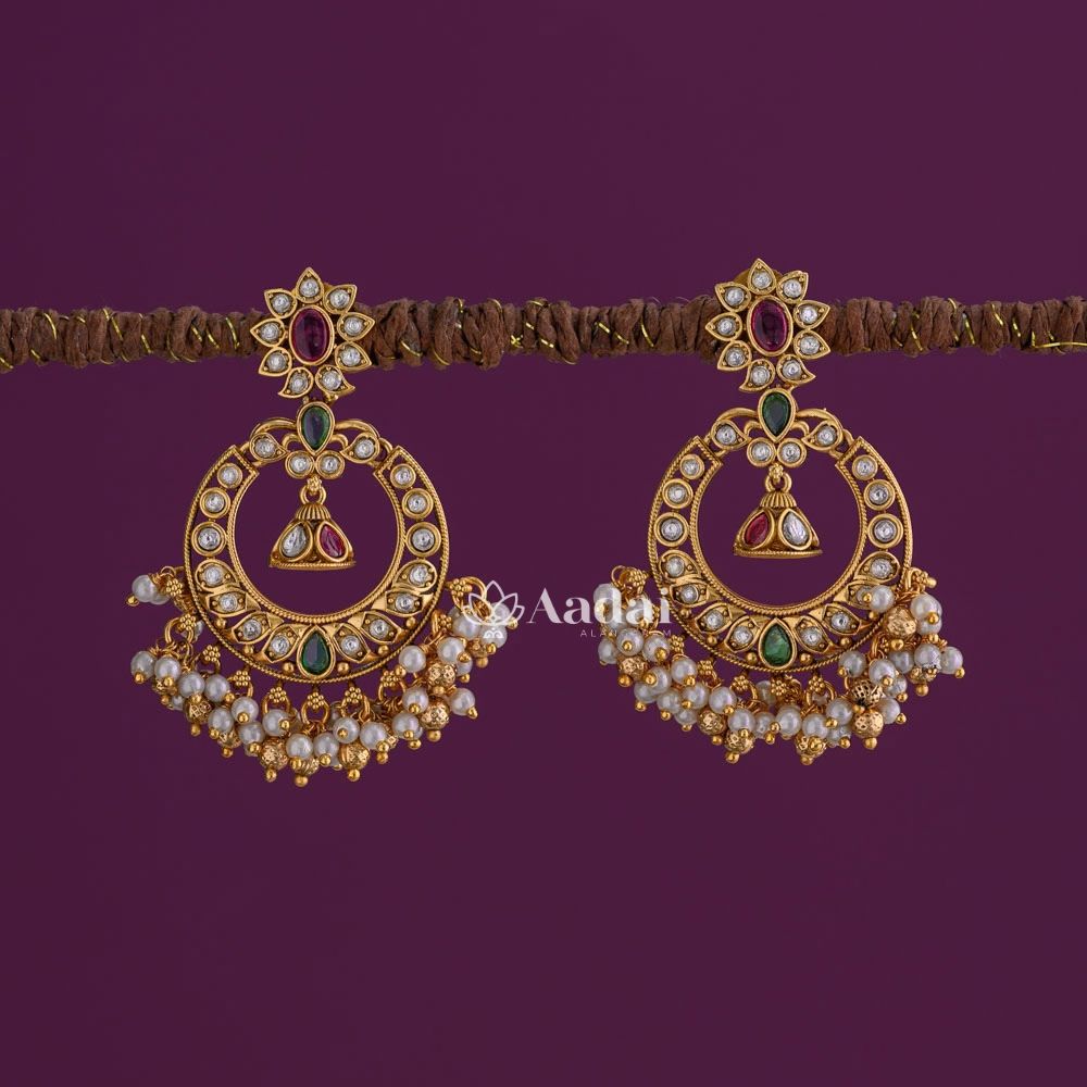 Celestique Pearl Chaand Bali Earring 