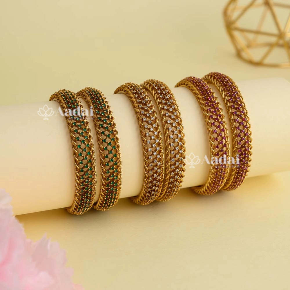 Antique stone bangle - White