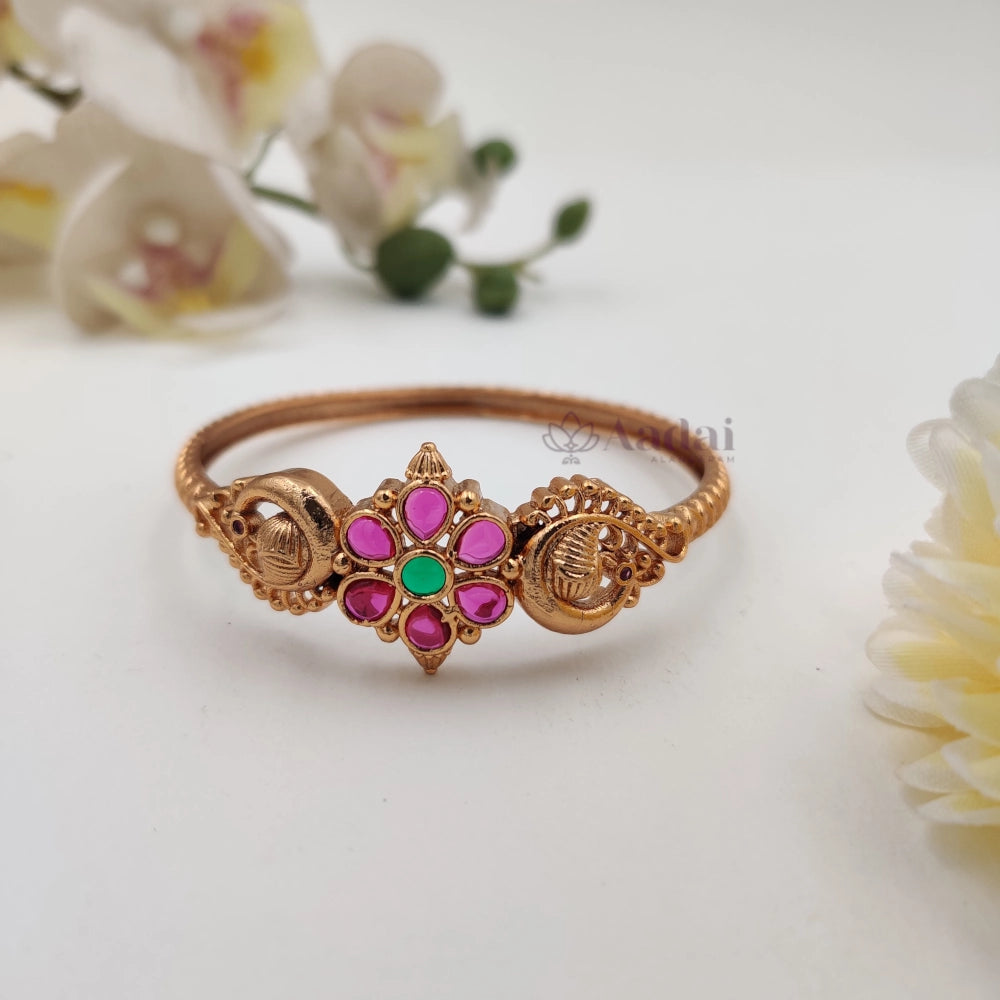 Floral dual peacock bangle